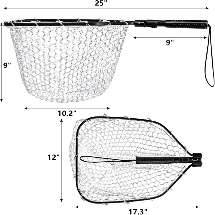 DEAYOU Fly Fishing Landing Net, Soft Rubber Mesh Bass Trout Net with Collapsible Handle and Magnetic Release, Folding Catch and Release Net for Freshwater, Fly Fishing Gear Accessories - Image 2