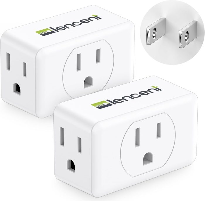 LENCENT 3 Prong to 2 Prong Adapter, Plug Extender, Wall Plug Splitter with 3 AC Outlets, Travel Power Adaptor for US to Japan Japanese Philippines-Type A, Cruise Ship Approved, 1875W Max, 2 Pack