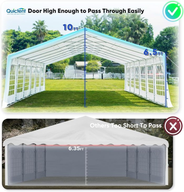 Quictent Premium 20x40 Party Tent Heavy Duty Outdoor Gazebo White Event Shelter Wedding Canopy Tent for Parties Carport BBQ with Removable Sidewall Windows & Storage Bags - Image 6
