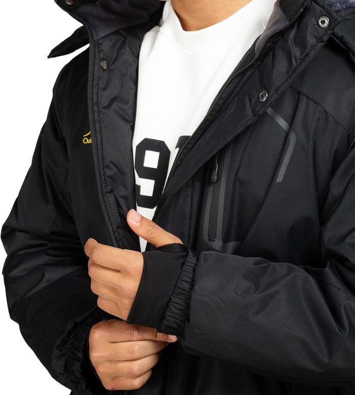 Ski Jacket with Hood for Men Waterproof Snow Winter Coat - Image 4