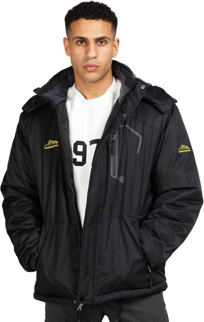 Ski Jacket with Hood for Men Waterproof Snow Winter Coat - Image 5