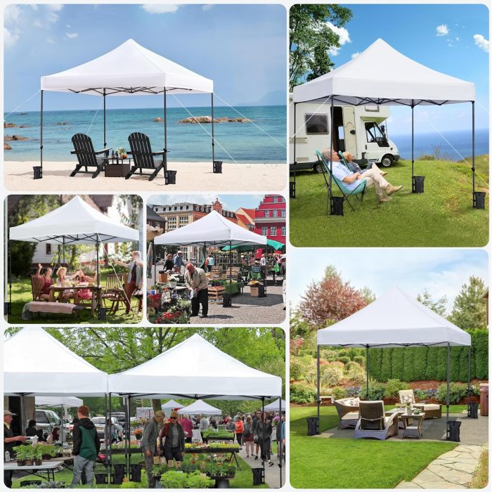 Yaheetech Canopy Tent, Commercial Instant Heavy Duty Canopy, 500D Waterproof Adjustable Canopy with Wheeled Carry Bag, 4 Sandbags and 4 Stakes (10x10, White) - Image 2