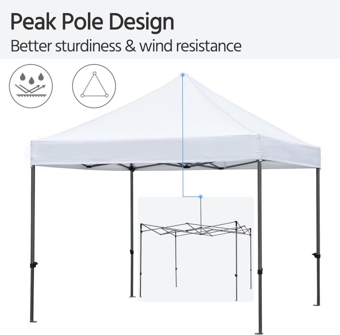 Yaheetech Canopy Tent, Commercial Instant Heavy Duty Canopy, 500D Waterproof Adjustable Canopy with Wheeled Carry Bag, 4 Sandbags and 4 Stakes (10x10, White) - Image 6