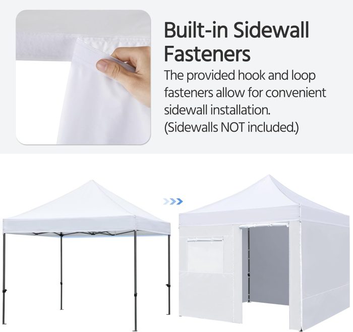 Yaheetech Canopy Tent, Commercial Instant Heavy Duty Canopy, 500D Waterproof Adjustable Canopy with Wheeled Carry Bag, 4 Sandbags and 4 Stakes (10x10, White) - Image 8